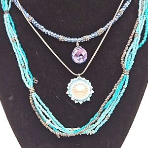 Lot of 3 handcrafted beaded necklaces